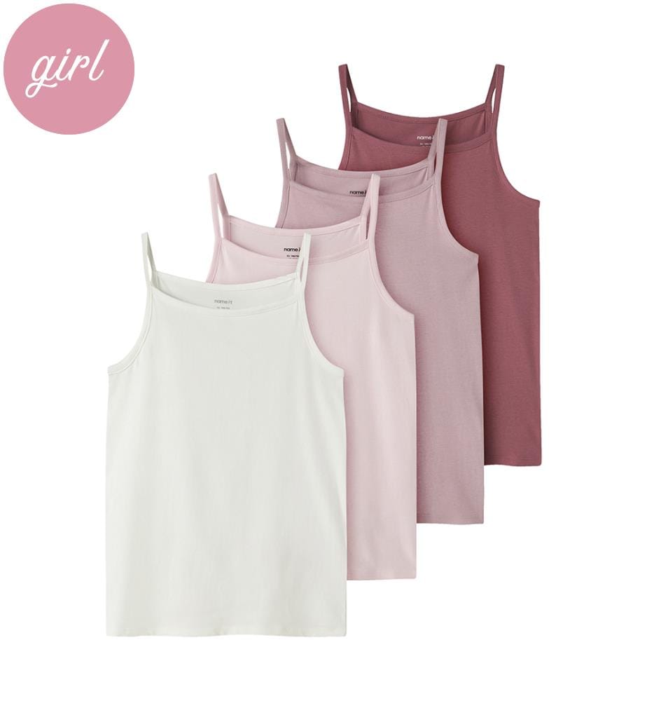 Lot de 4 Débardeurs - Rose wine avec lilas souvenir, blanc cloud dancer et rose peekaboo
