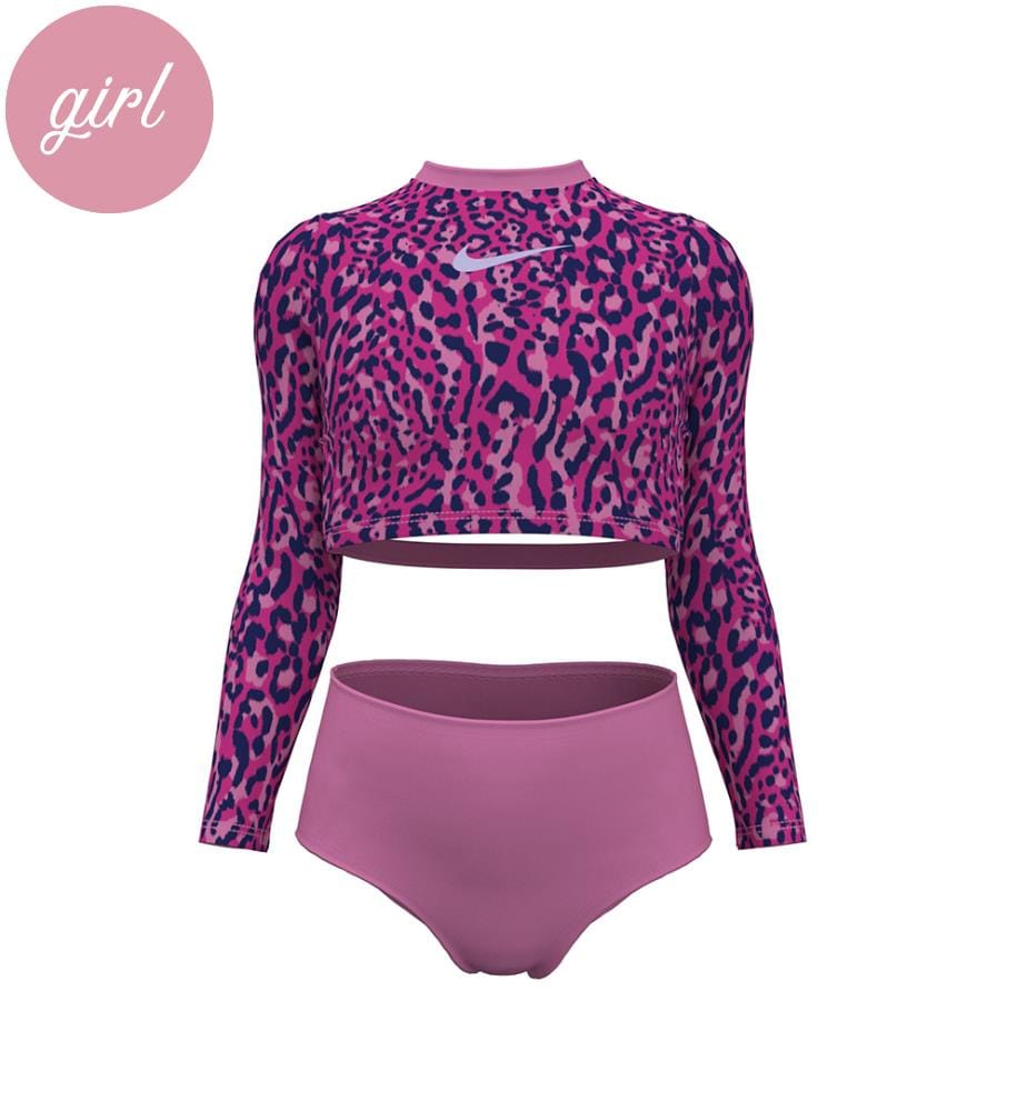 Wild Long Sleeve Crop Top & High Waist - Fierce Pink