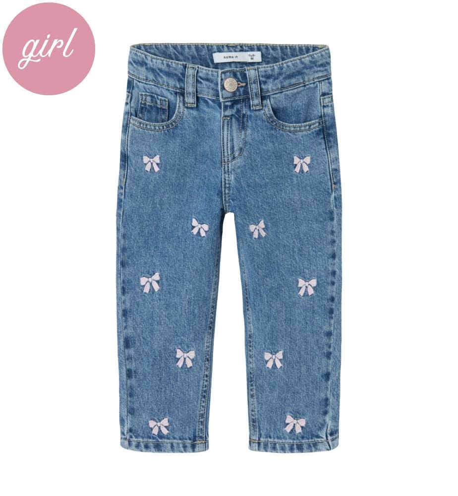 Jeans - Medium Blue Denim Bows