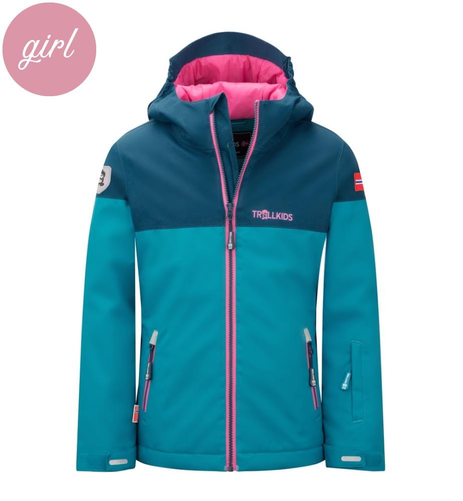 Wasserdichte Steppjacke – Dunkeltürkis/Madeira-Blau/Hellmagenta