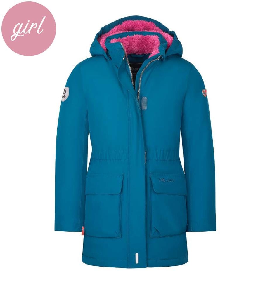 Wasserdichte Daunenjacke - madeirablau/hellbeere