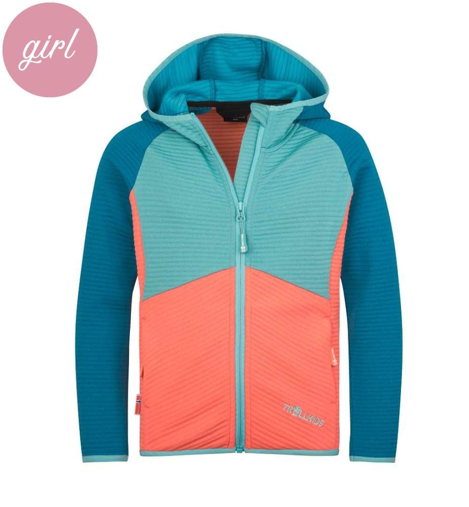 Sogndal Fleece-Jacke - Mellow Peach & Harbor Blue & Aqua Haze