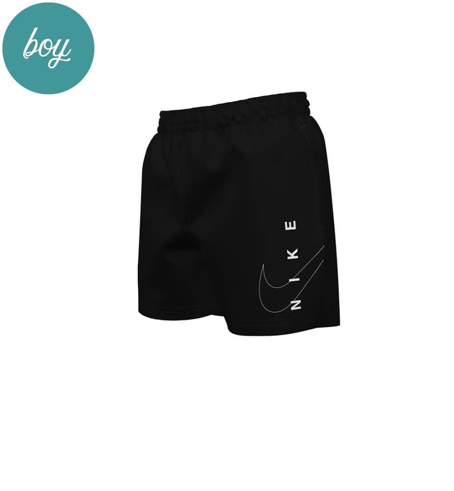 Short de Bain Volley 4" Split Logo - Noir