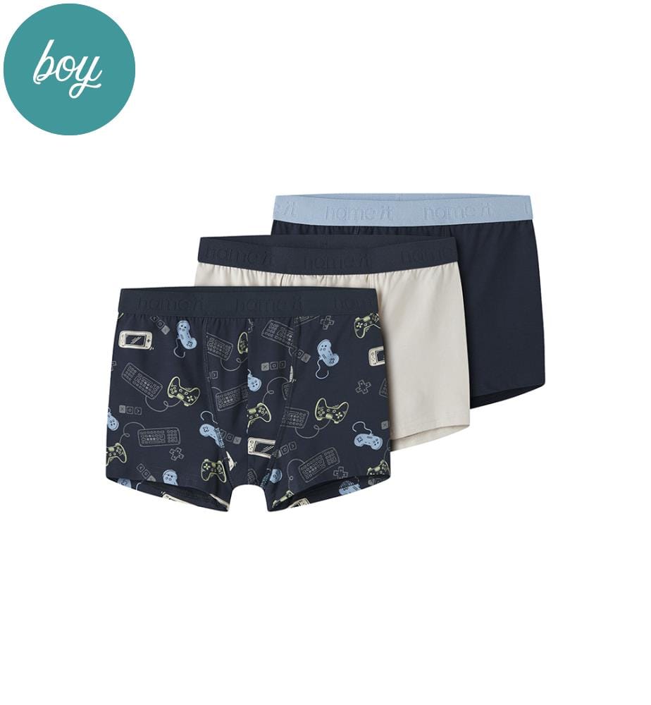 Lot de 3 Boxers - Bleu marine avec pierre ponce et bleu marine