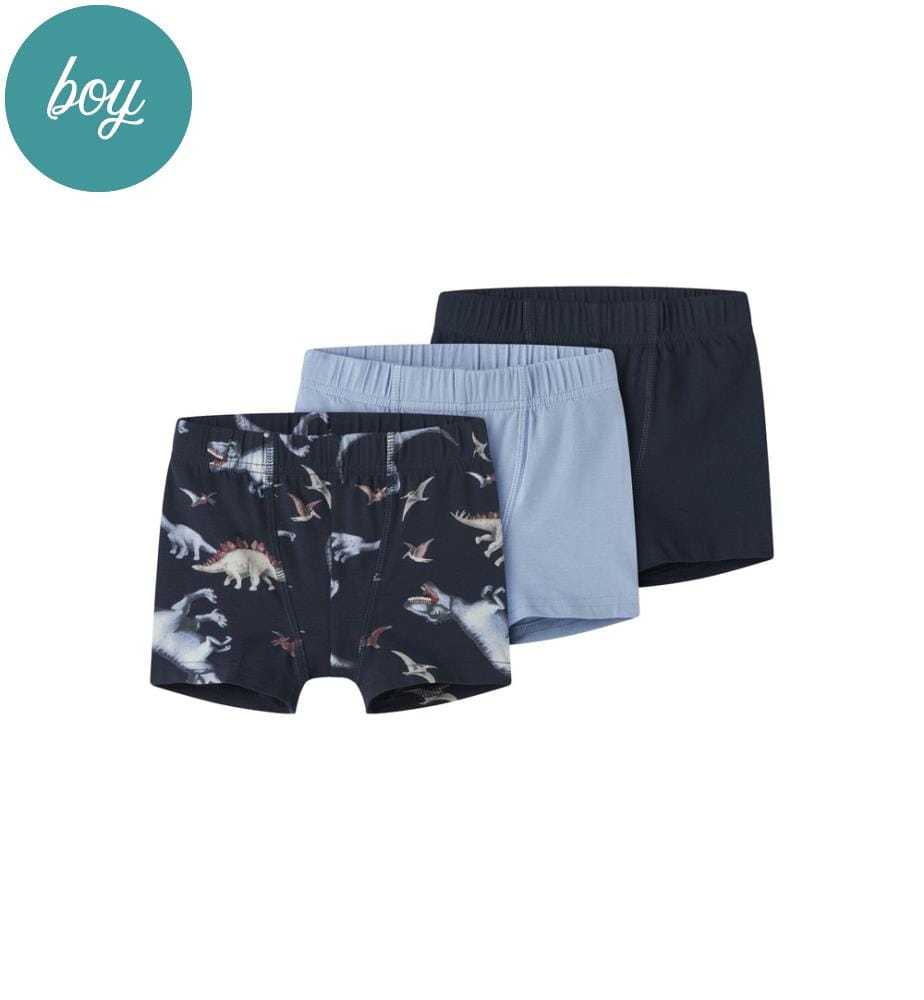 Lot de 3 Boxers - Bleu marine & Bleu ciel infini