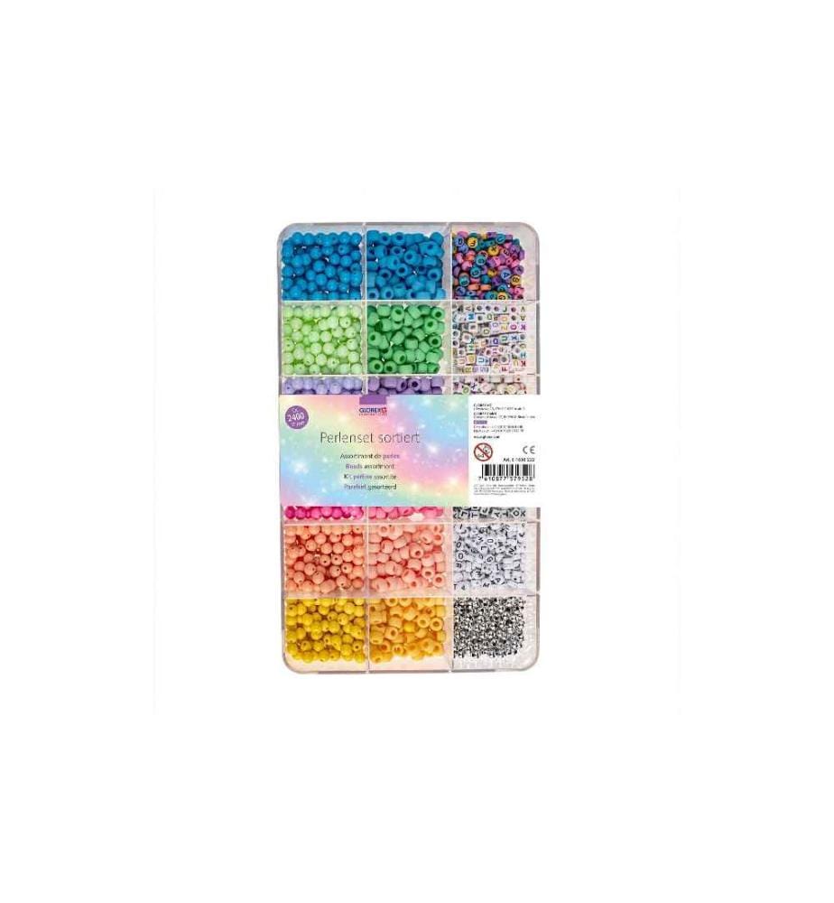 GLOREX - Kit de perles Plastique, env. 2400 pièces, multicolore
