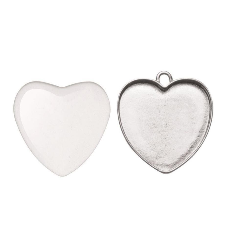 GLOREX - Remorque Cabochon Coeur, 25 x 27 mm