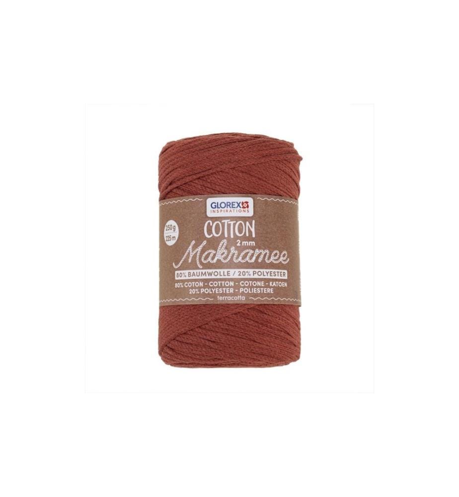GLOREX - Laine Macramee Cotton 225m x 2 mm, 250g, Teracotta