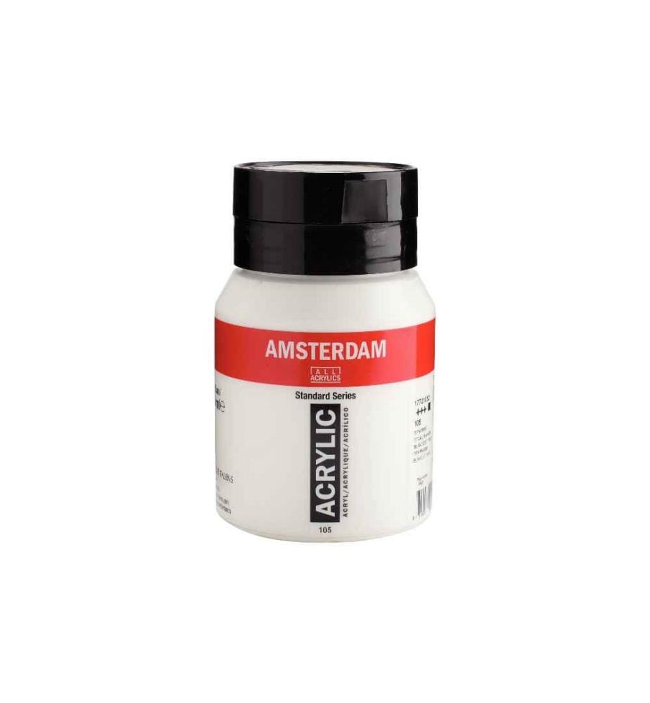 AMSTERDAM - Peinture acrylique Standard Series Blanc titane opaque, 500 ml