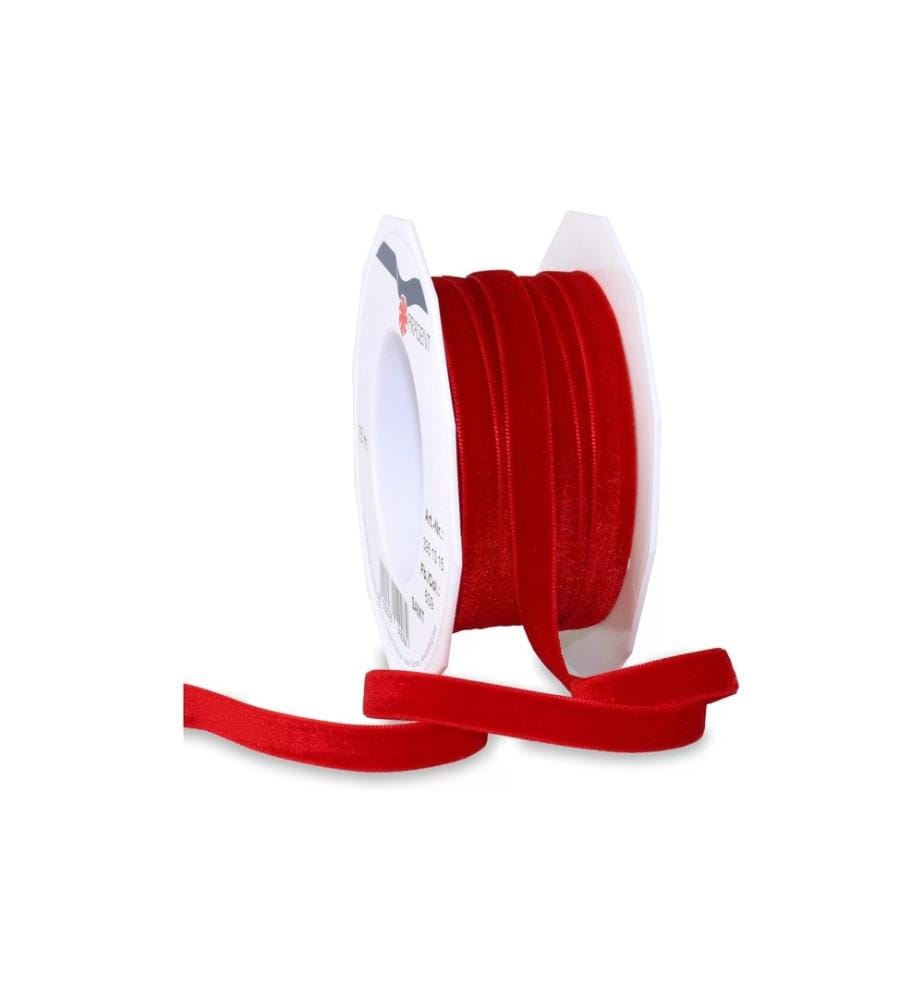 PATTBERG - Ruban cadeau Velours 10 mm x 15 m, Rouge