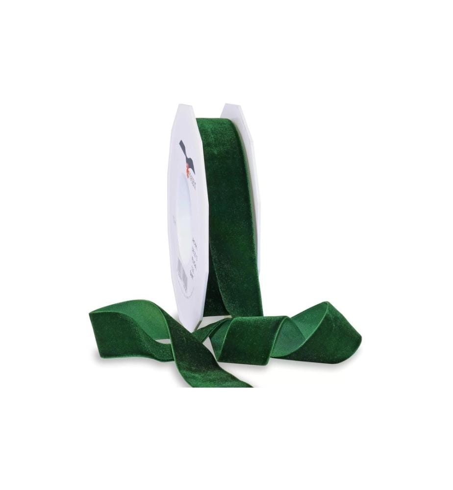 PATTBERG - Ruban cadeau Velours 25 mm x 10 m, Vert foncé