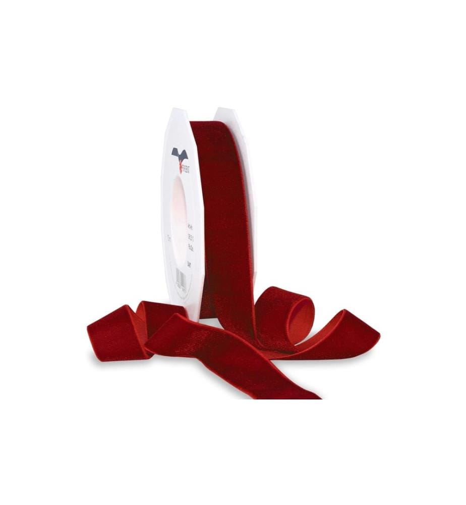 PATTBERG - Ruban cadeau Velours 25 mm x 10 m, Bordeaux
