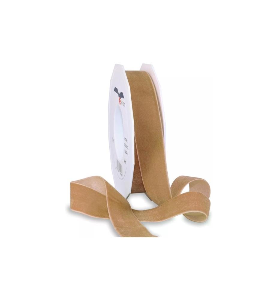 PATTBERG - Ruban cadeau Velours 25 mm x 10 m, Ocre