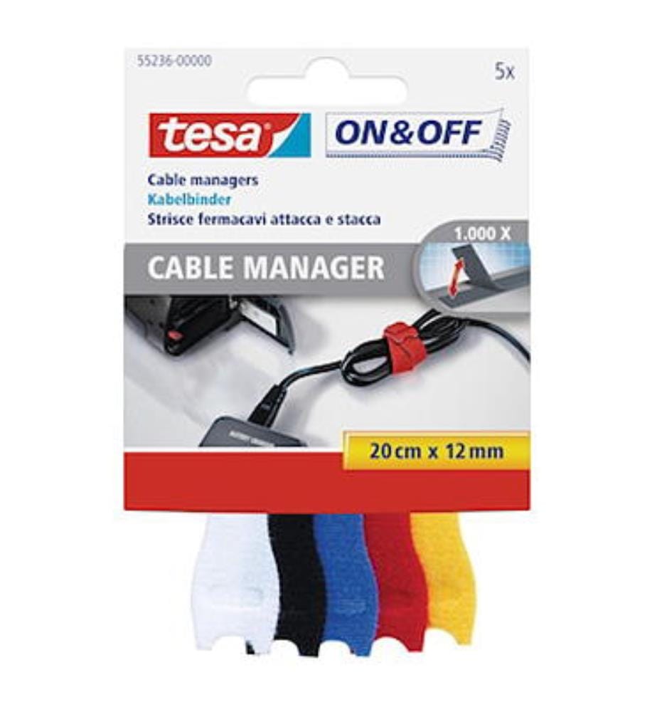 tesa® Bandes ON & OFF multicolore, 5 Pièces, 20 cm x 12 mm