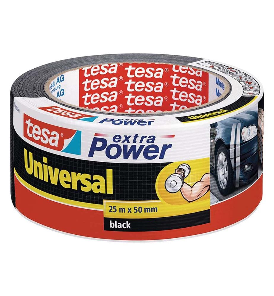 tesa® Ruban adhésif de réparation et fixation Extra Power Universal, 25 m x 50 mm - Noir