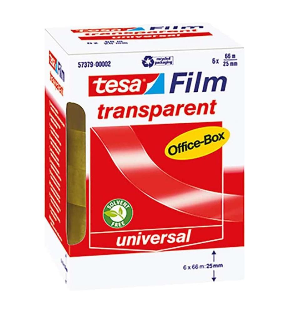 tesa® Ruban, auto-adhésif, 6 x 66 m x 25 mm - Transparent