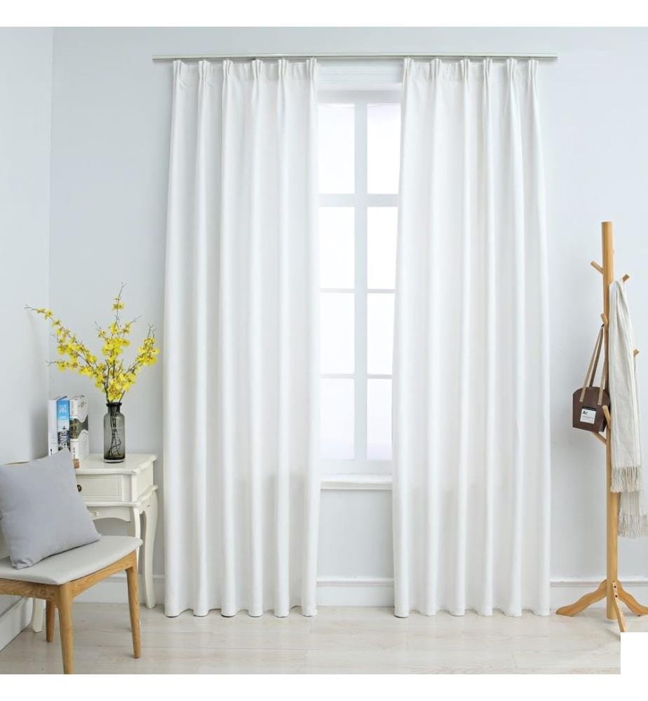 Rideaux occultants avec crochets 2 pcs Blanc cassé 140x175 cm