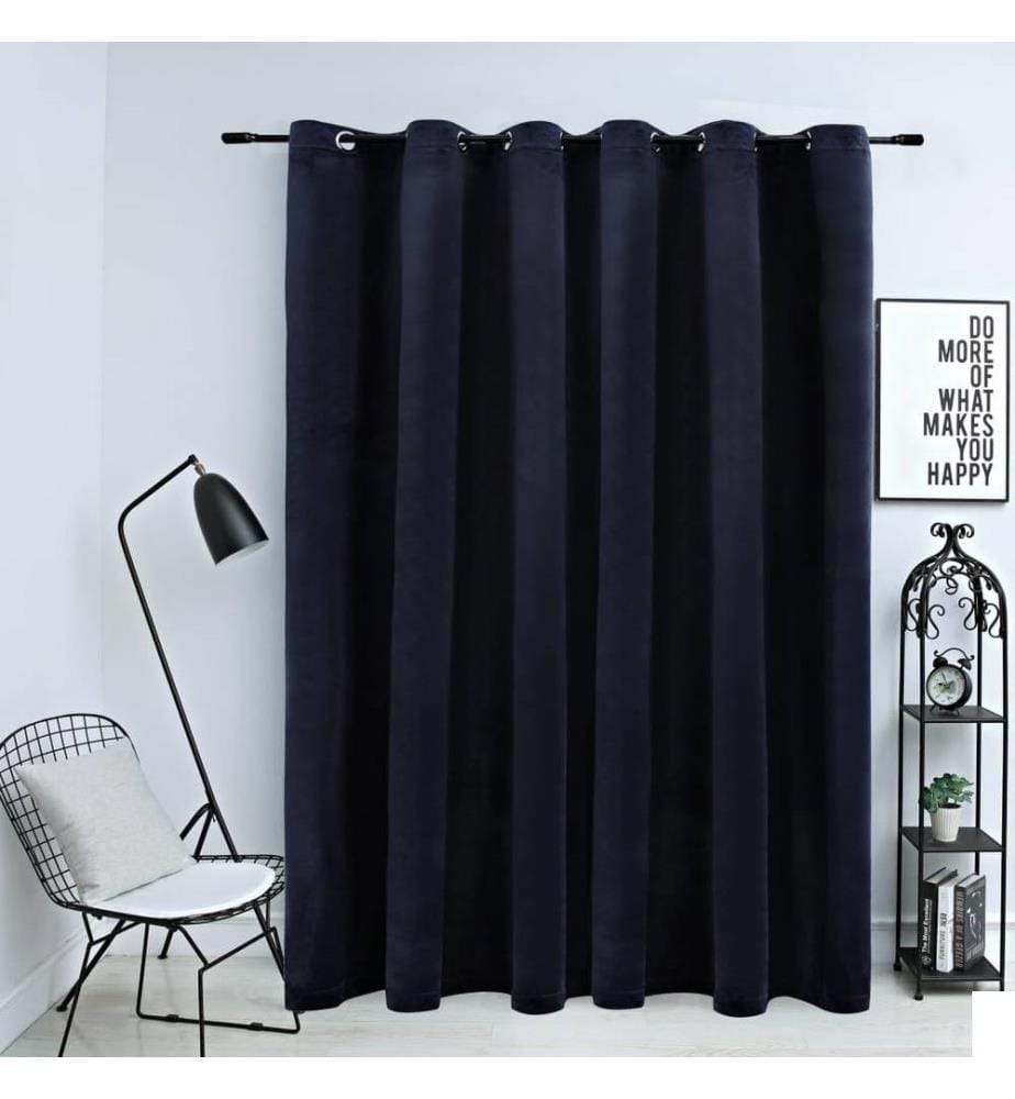 Rideau occultant avec anneaux en métal Velours Noir 290x245 cm