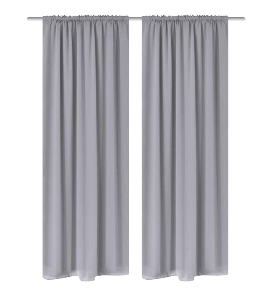 Rideaux occultants à fentes 2 pcs Gris 135 x 245 cm