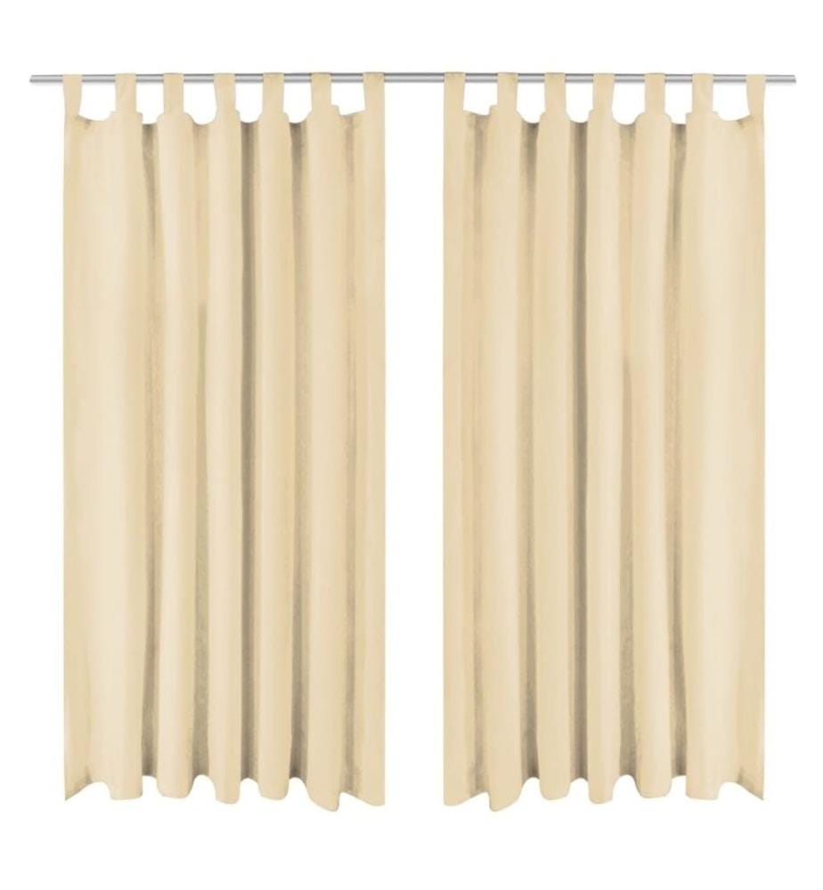 Rideau occultant avec boucles 2 pcs 140 x 225 cm Beige