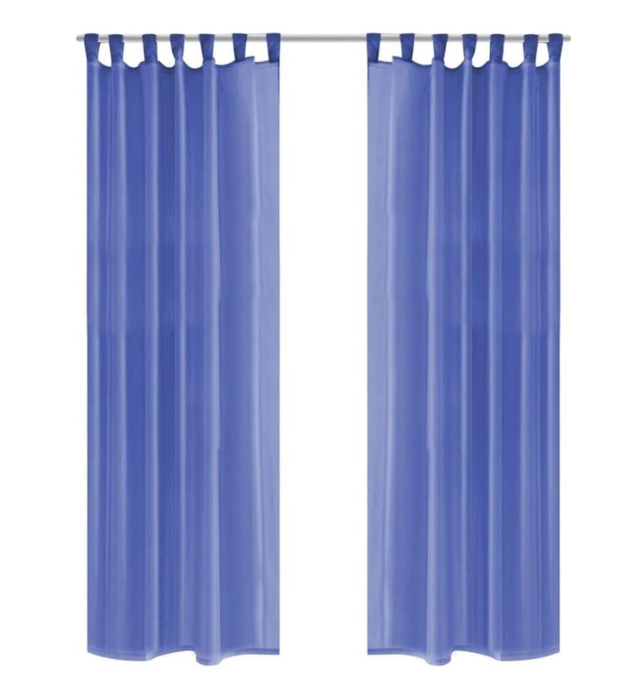 Rideau occultant 2 pcs Voile 140 x 225 cm Bleu royal