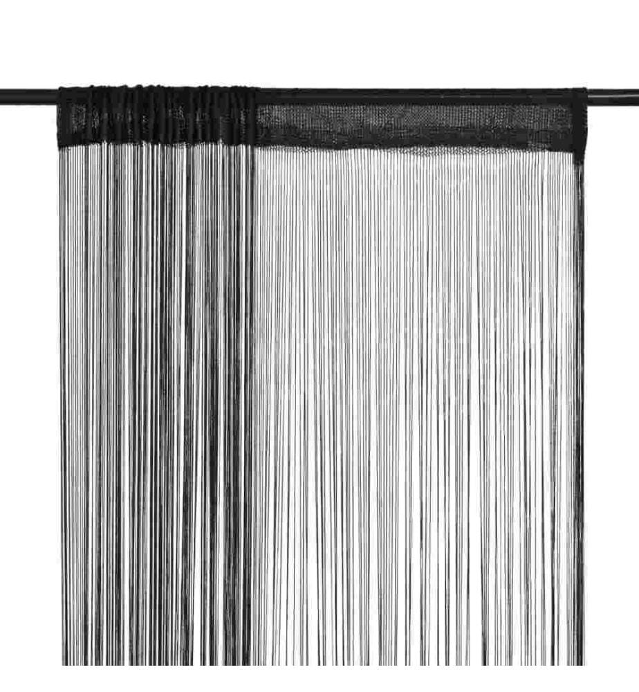 Rideau en fils 2 pcs 100 x 250 cm Noir