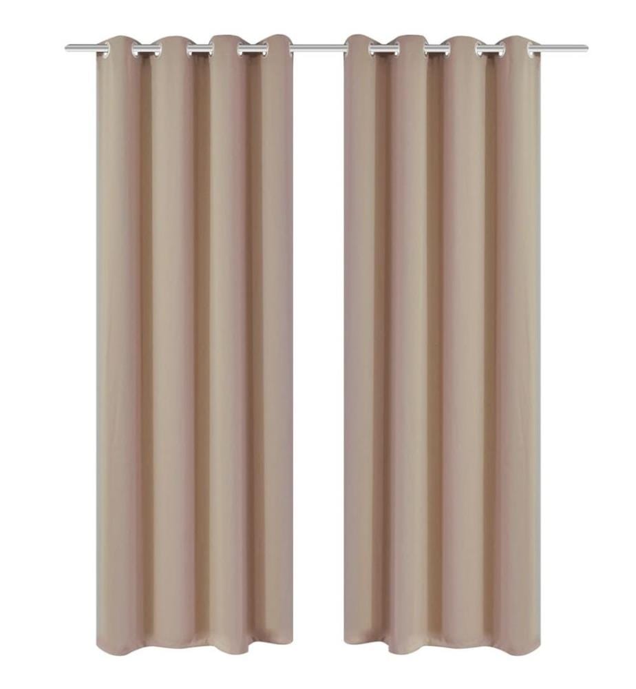 Rideau occultant 2 pcs avec illets métalliques 135x175cm Crème