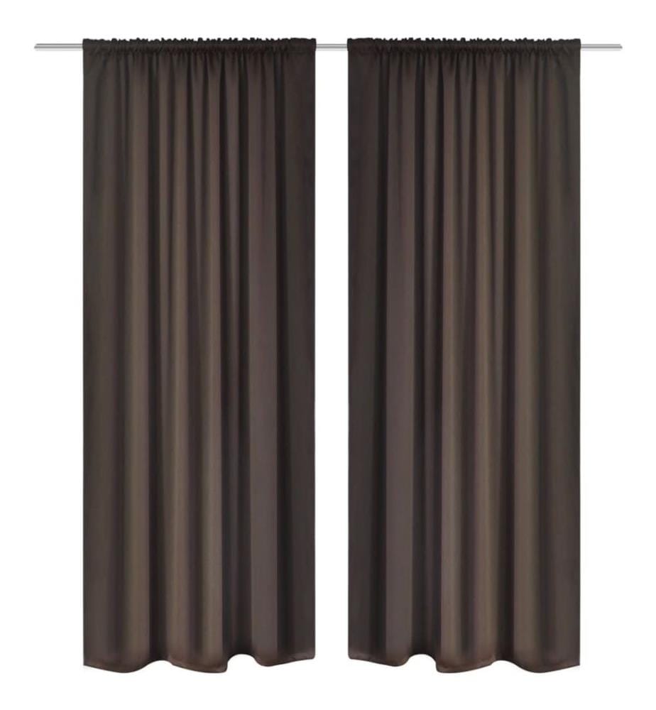 Rideaux occultants à fentes 2 pcs Marron 135 x 245 cm