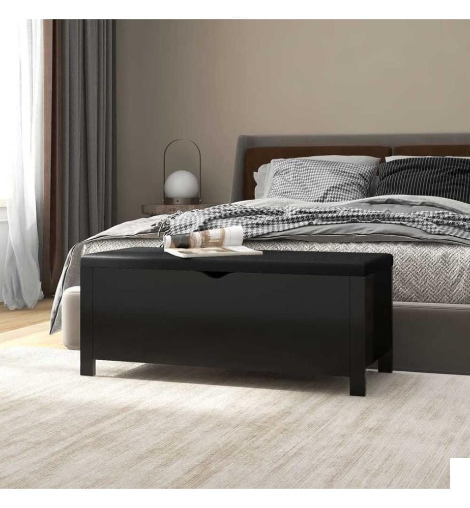 Boîte de rangement avec coussin Noir 105x40x45 cm Aggloméré