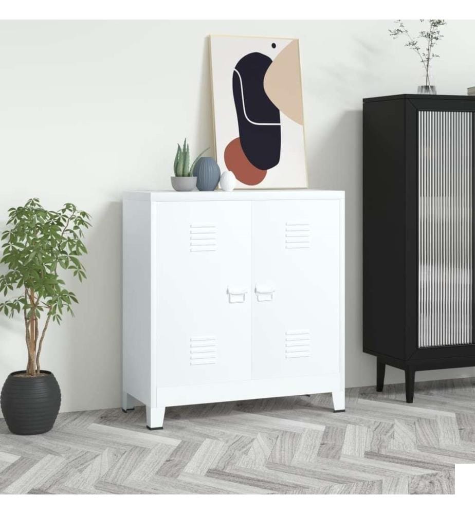 Coffre de rangement industriel Blanc 90x40x100 cm Acier