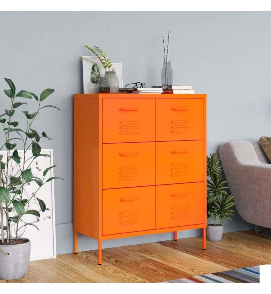 Armoire à tiroirs Orange 80x35x101,5 cm Acier