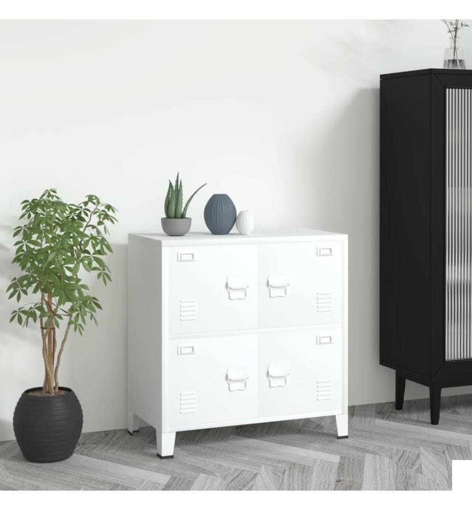 Coffre de rangement industriel Blanc 75x40x80 cm Acier
