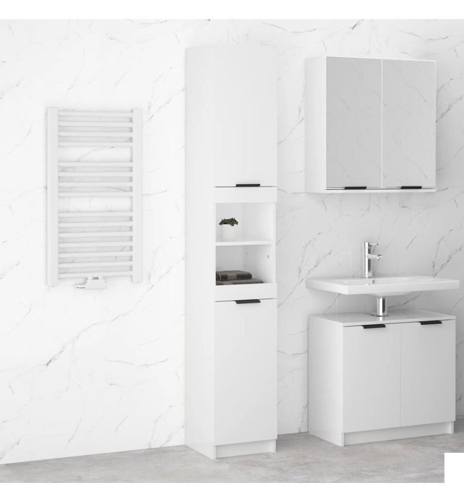 Armoire de salle de bain Blanc brillant 32x34x188,5 cm