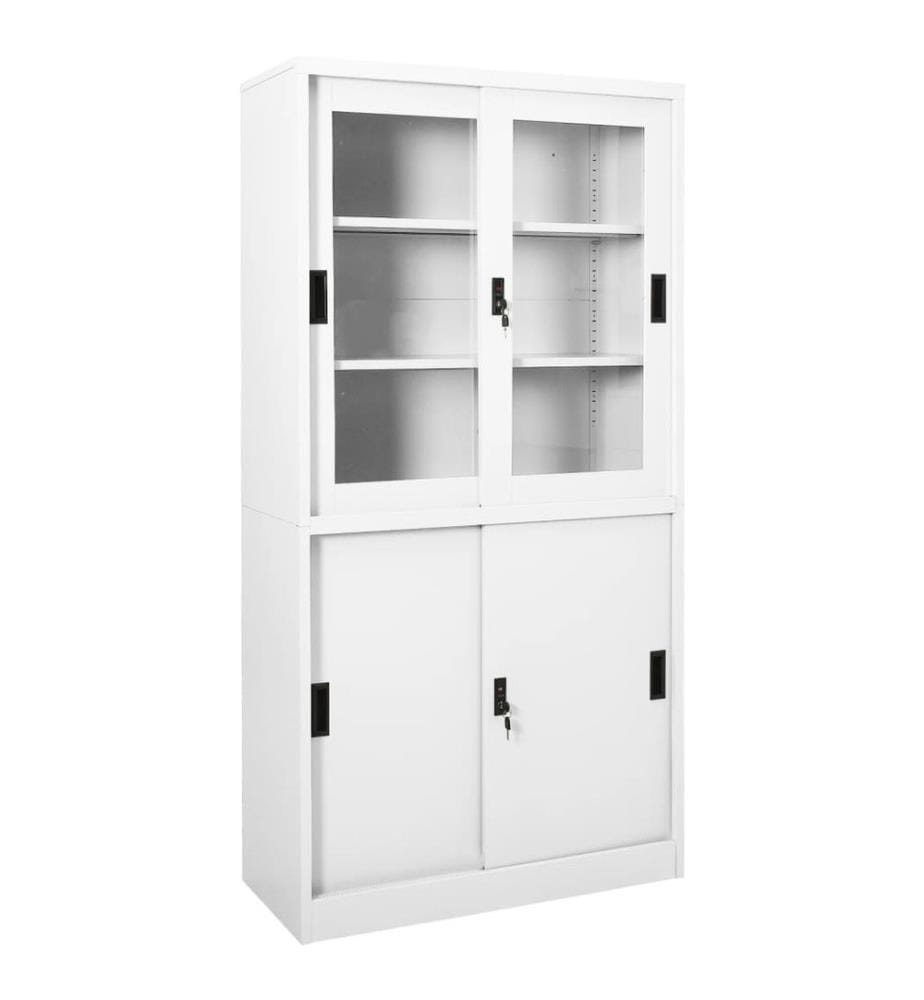 Armoire de bureau et porte coulissante Blanc 90x40x180 cm Acier