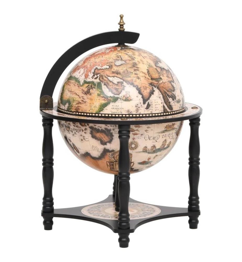 Support à vin bar forme globe Noir Bois d'eucalyptus massif
