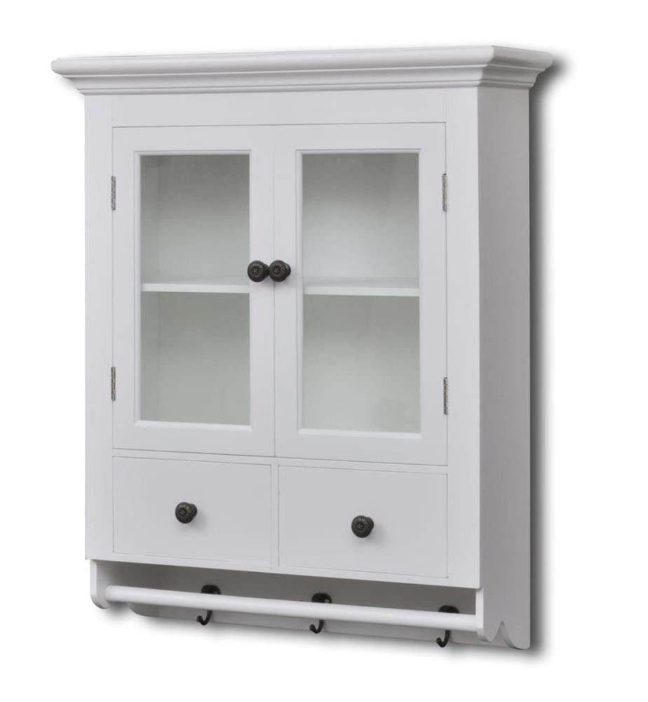 Placard mural de cuisine avec porte en verre Bois blanc