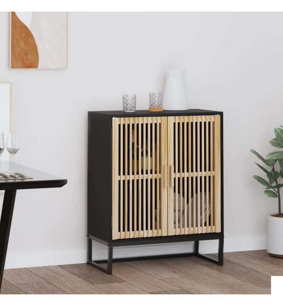 Buffet noir 60x30x75 cm bois d'ingénierie
