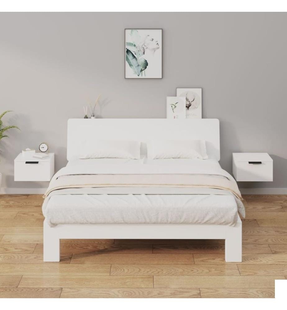 Tables de chevet murales 2 pcs Blanc 34x30x20 cm