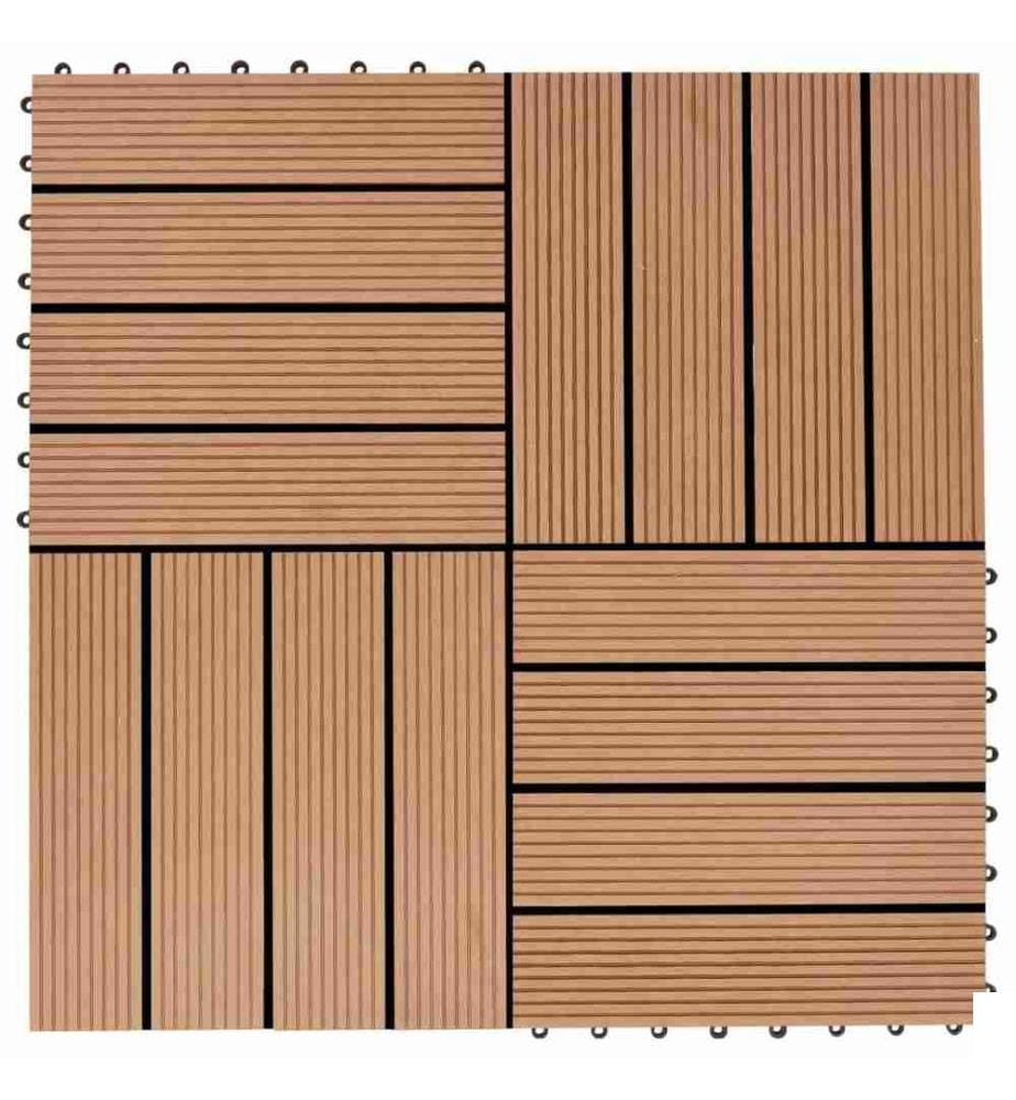 Carreaux de terrasse 22 pcs 30 x 30 cm 2 m² WPC Teck