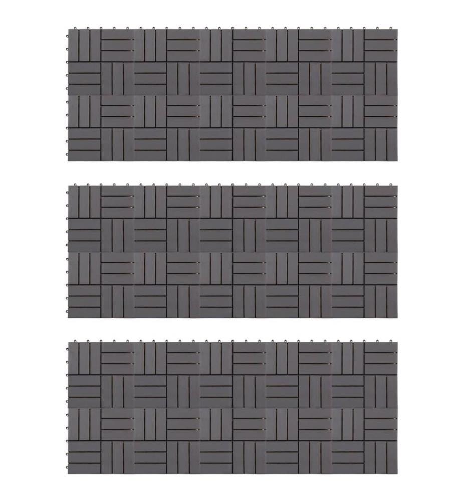 Carreaux de terrasse 30pcs Délavage gris 30x30 cm Acacia solide