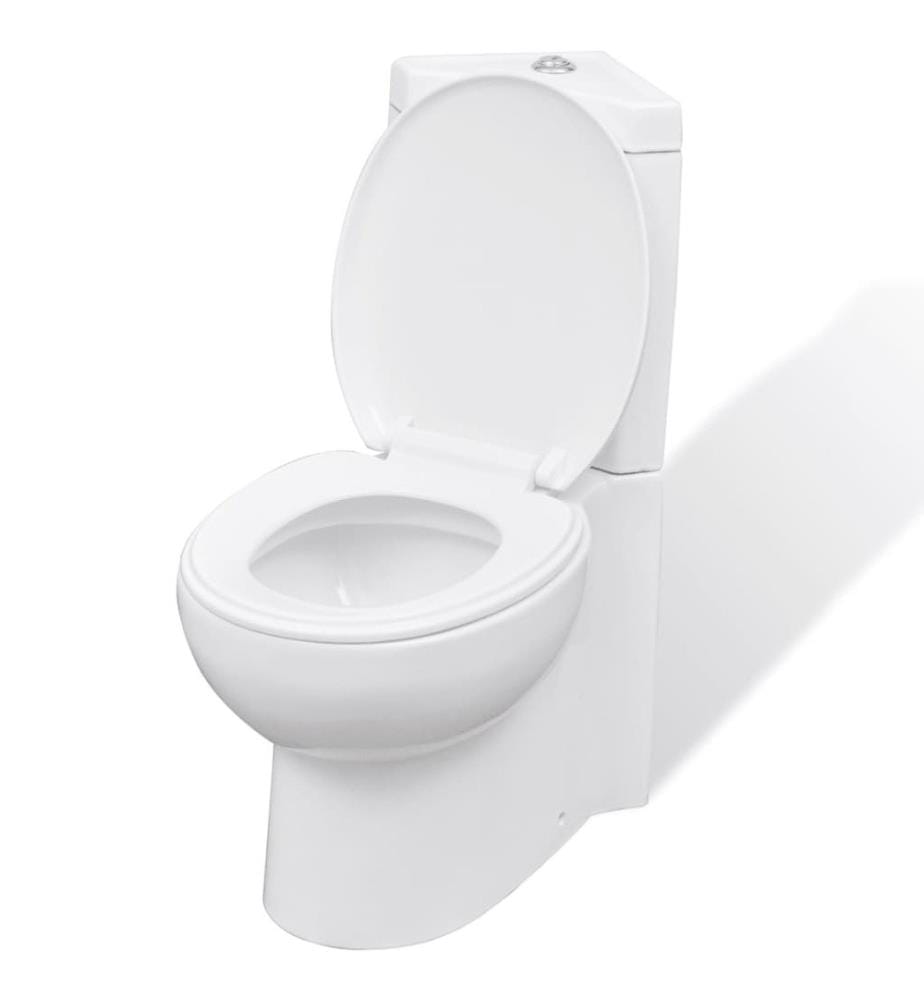 Toilette d'angle en céramique pour salle de bains blanc