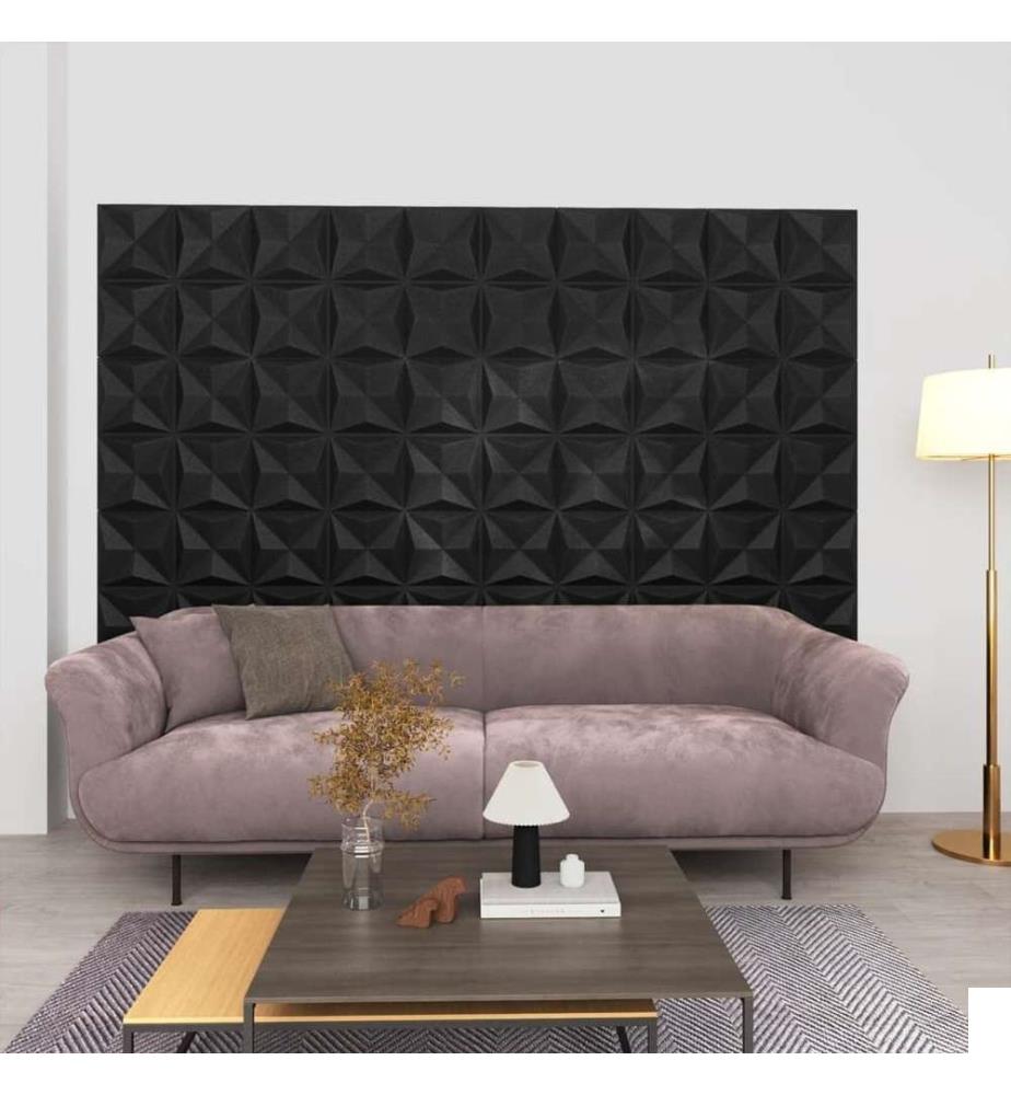 Panneaux muraux 3D 24 pcs 50x50 cm Noir origami 6 m²