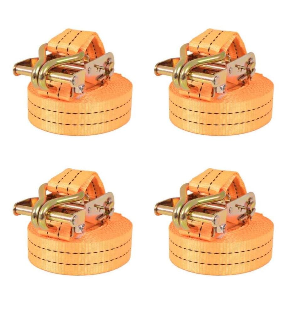 Sangle darrimage à cliquet 4 pcs 1 tonne 6 m x 38 mm Orange