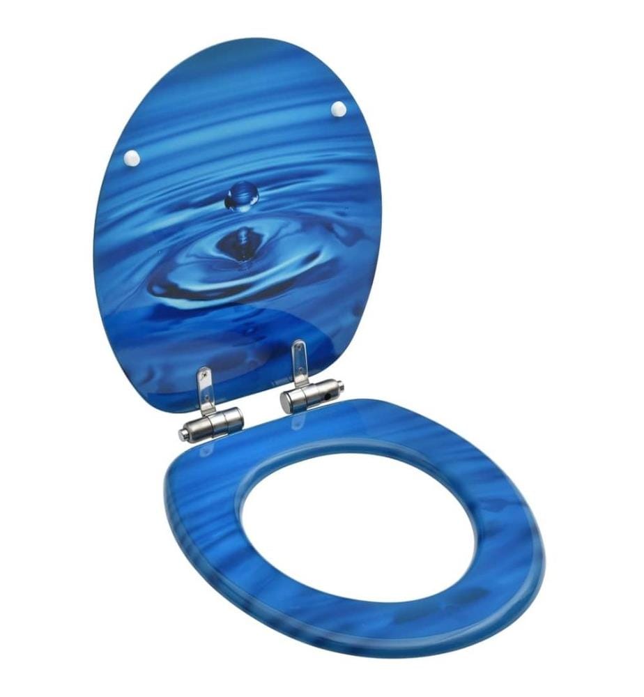 Siège WC avec couvercle à fermeture en douceur MDF Bleu
