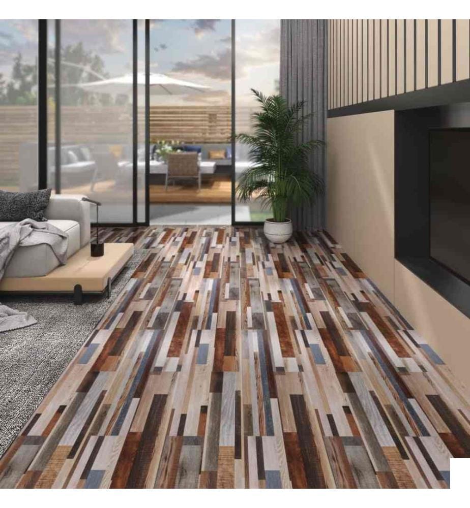 Planches de plancher PVC 5,02 m² 2 mm Autoadhésif Multicolore