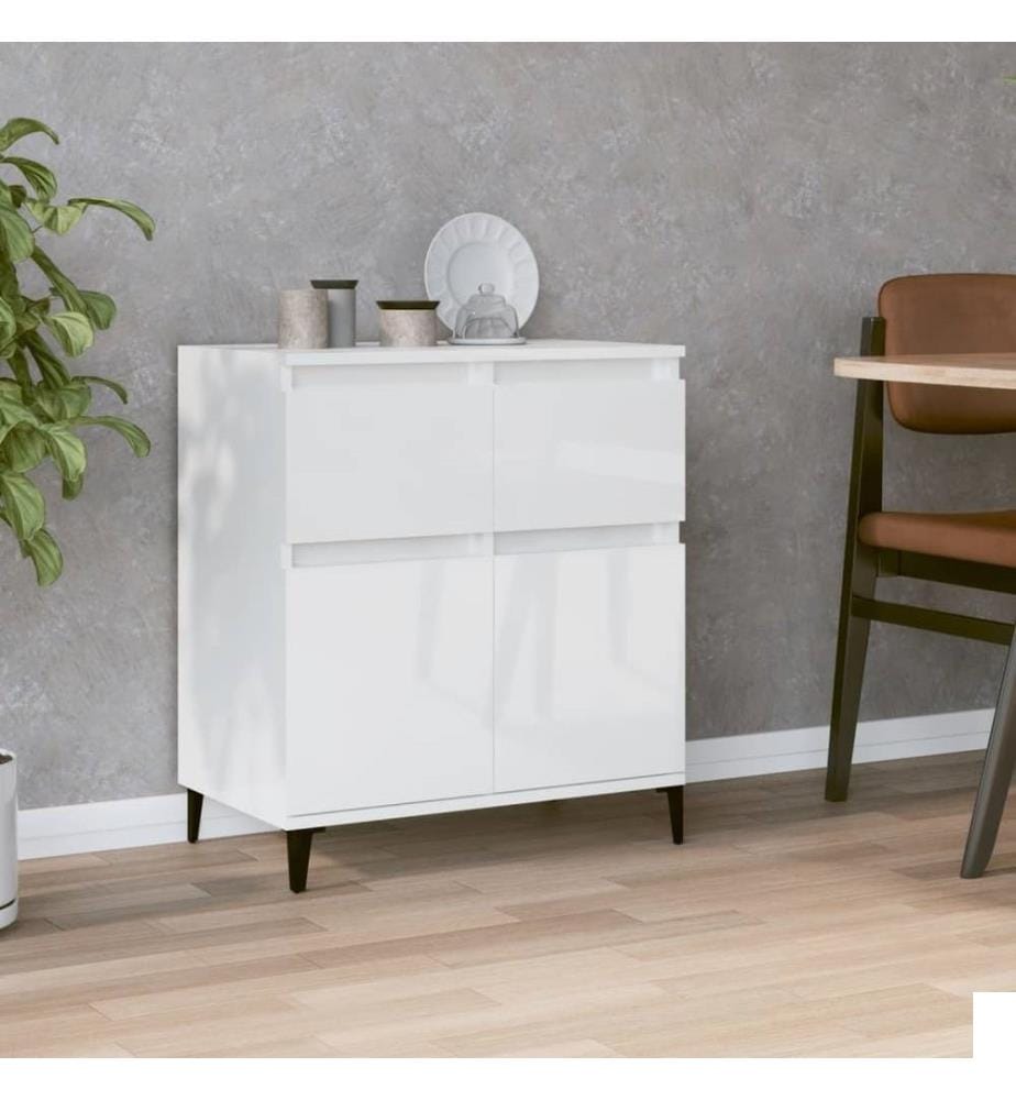 Buffet Blanc brillant 60x35x70 cm Bois d'ingénierie