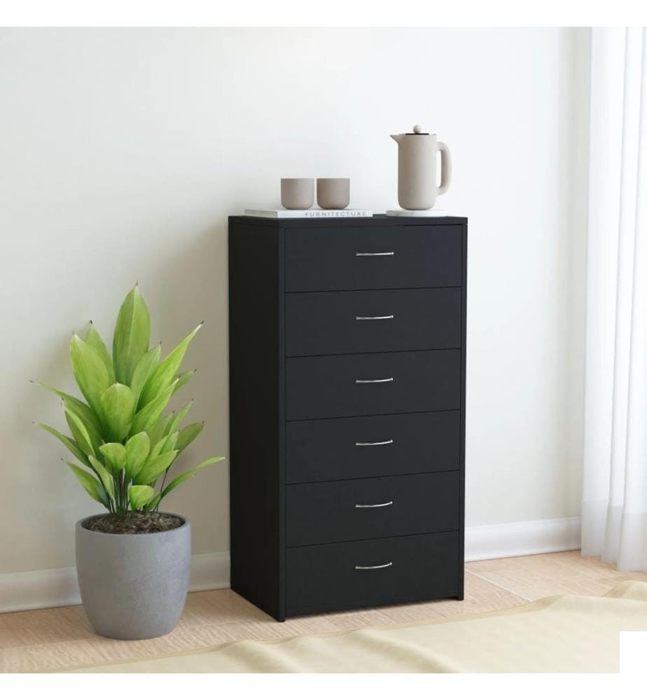 Buffet avec 6 tiroirs Noir 50x34x96 cm Aggloméré
