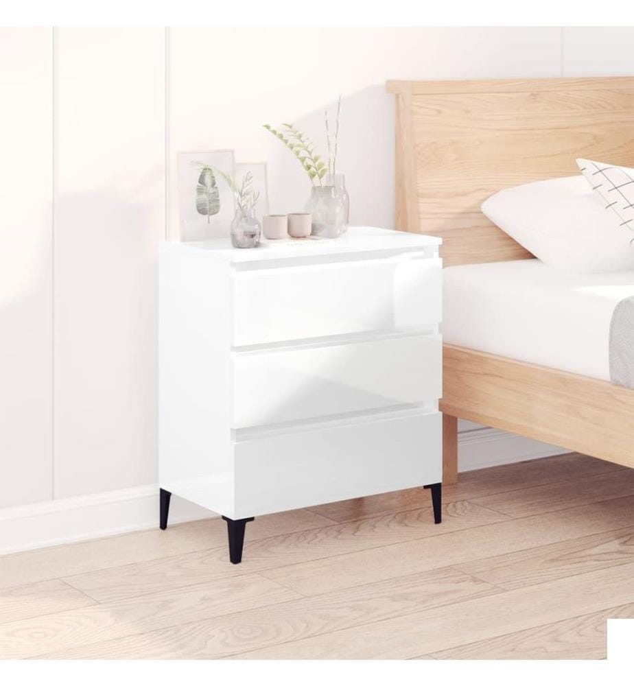 Buffet Blanc brillant 60x35x70 cm Bois d'ingénierie