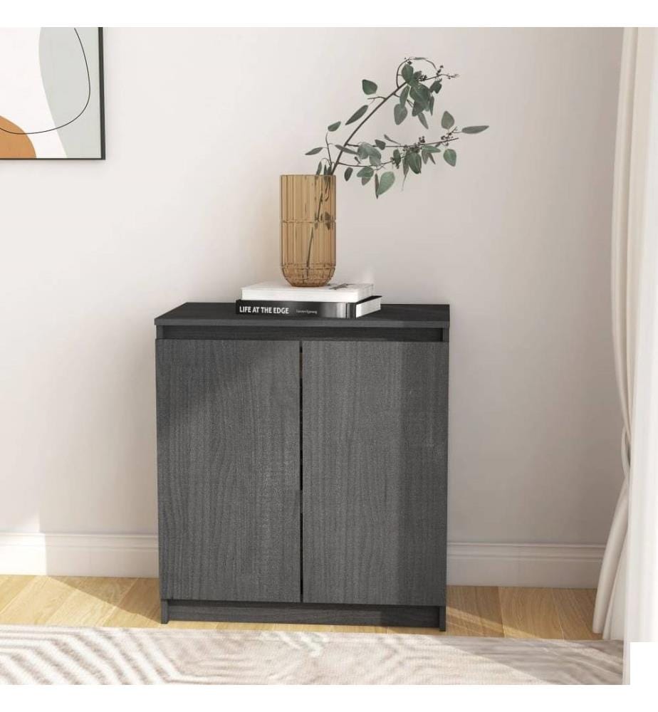 Armoire latérale Gris 60x36x65 cm Bois de pin massif
