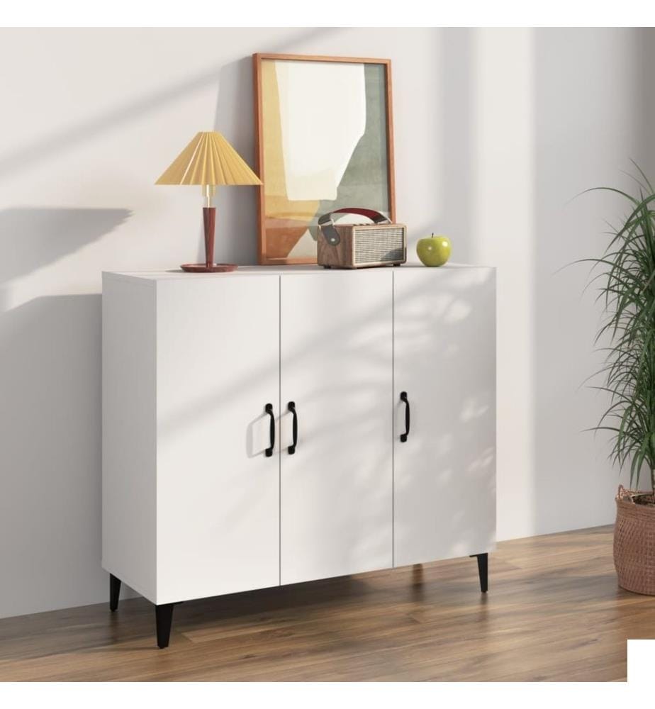 Buffet blanc 90x34x80 cm bois d'ingénierie
